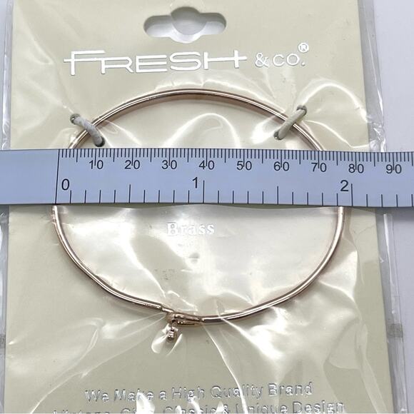 Fresh & Co Brass Rose Gold Tone Mermaid Inscribed Thin Bangle Bracelet - NEW - Picture 4 of 7